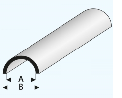 Profile ABS half cane 4x2.5x1000 mm