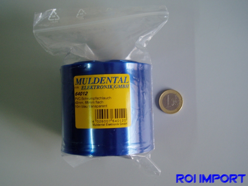 PVC blue transparent battery termo-retract 68 mm (10 m)