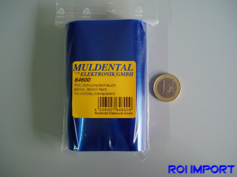 PVC blue transparent battery termo-retract 95 mm (1 m)