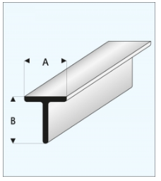 ABS "T" angle 6.0x6.0x1000 mm