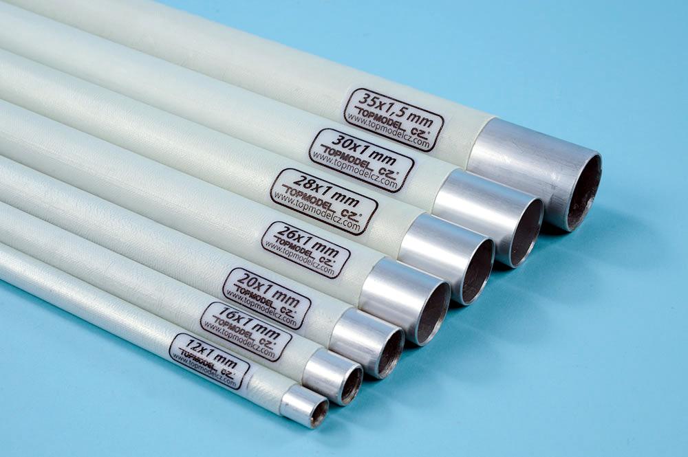 Hard aluminium thin-walled tube with fibreglass case ø30x1mm, 1m